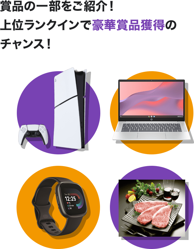 賞品の一部をご紹介！ 上位ランクインで 豪華賞品獲得のチャンス！